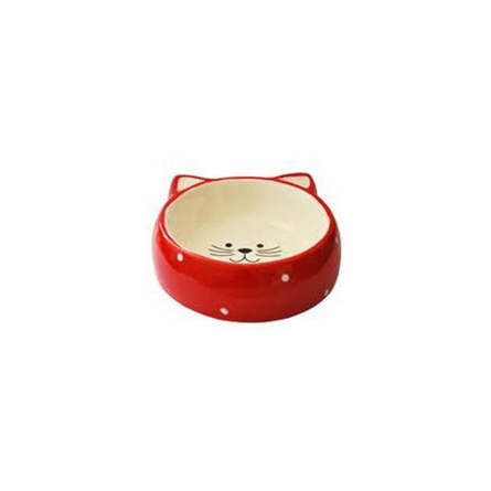 N1 Миска для кошек, в форме мордочки кошки, красная, керамика – интернет-магазин Ле’Муррр